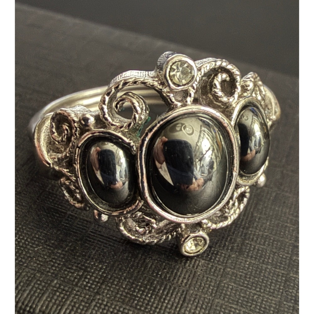 Vintage Avon Ring Victorian Revival Silver Tone Size 6.5